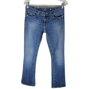 D9 slick low rise bootcut jeans women's size 27 embroidered pocket Y2K denim